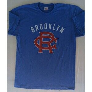 Charlie Hustle Mens Brooklyn Graphic Logo Blue Cotton Crew Neck T-Shirt Size L